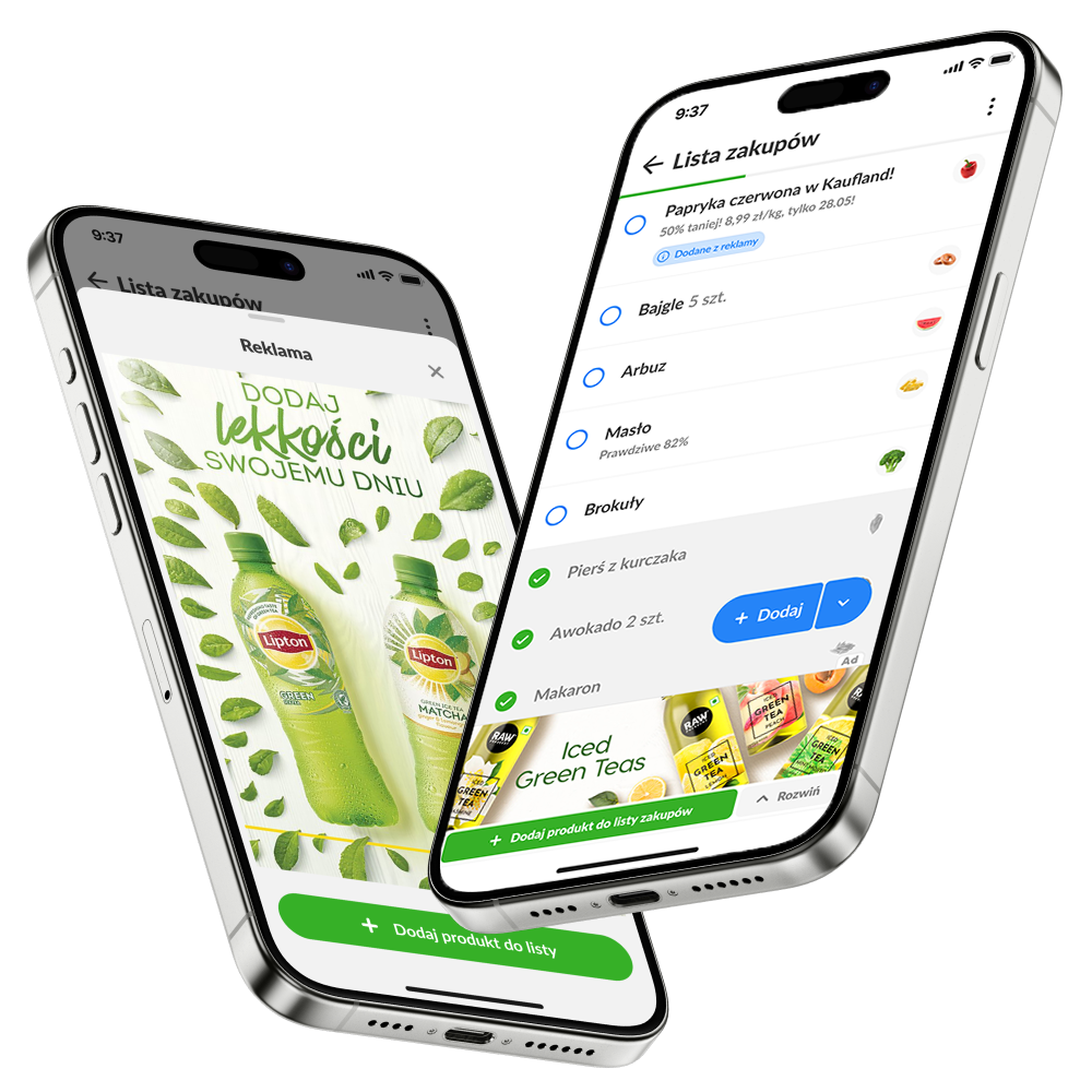 Aplikacja zakupowa Listonic z formatami reklamowymi