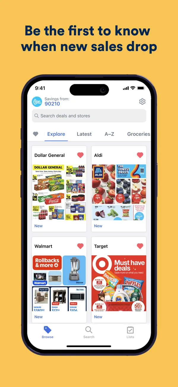 Mobile app screen with weekly retail offers